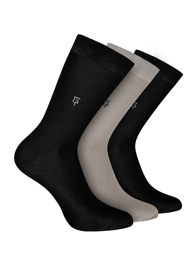 FOOTPRINTS FOOTPRINT Men 3 Pairs Anti Odour Organic Cotton Calf-Length Solid Bamboo Formal Socks - Image 1